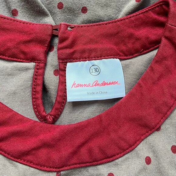 Hanna Andersson Tan Burgundy Confetti Dot Cotton Knit Dress Girl 130 US 8 - Picture 3 of 5